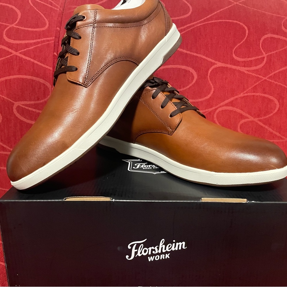 Florsheim Tan Leather Oxfords- SAFETY STEEL TOE